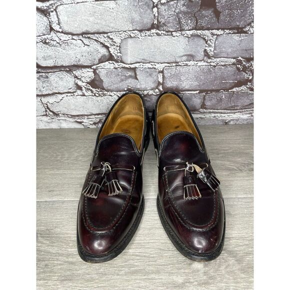 Vtg Royal Tweed Burgundy Leather Tassel Loafers Dress Shoes Men’s Sz 10M US/43EU - Picture 2 of 16